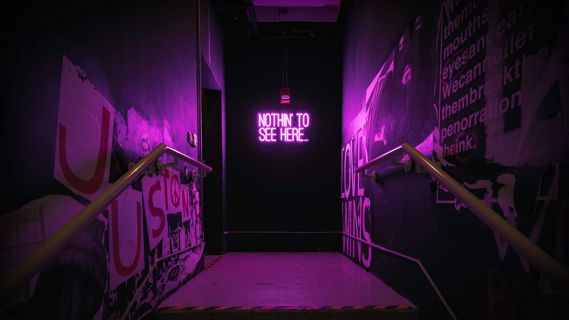 neon, purple, indoors, neon sign, dark Gallery HD Wallpaper