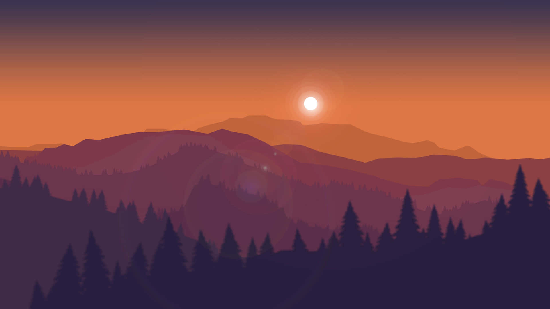 Download Minimalist Silhouette Mountains Sunset Landscape Wallpaper