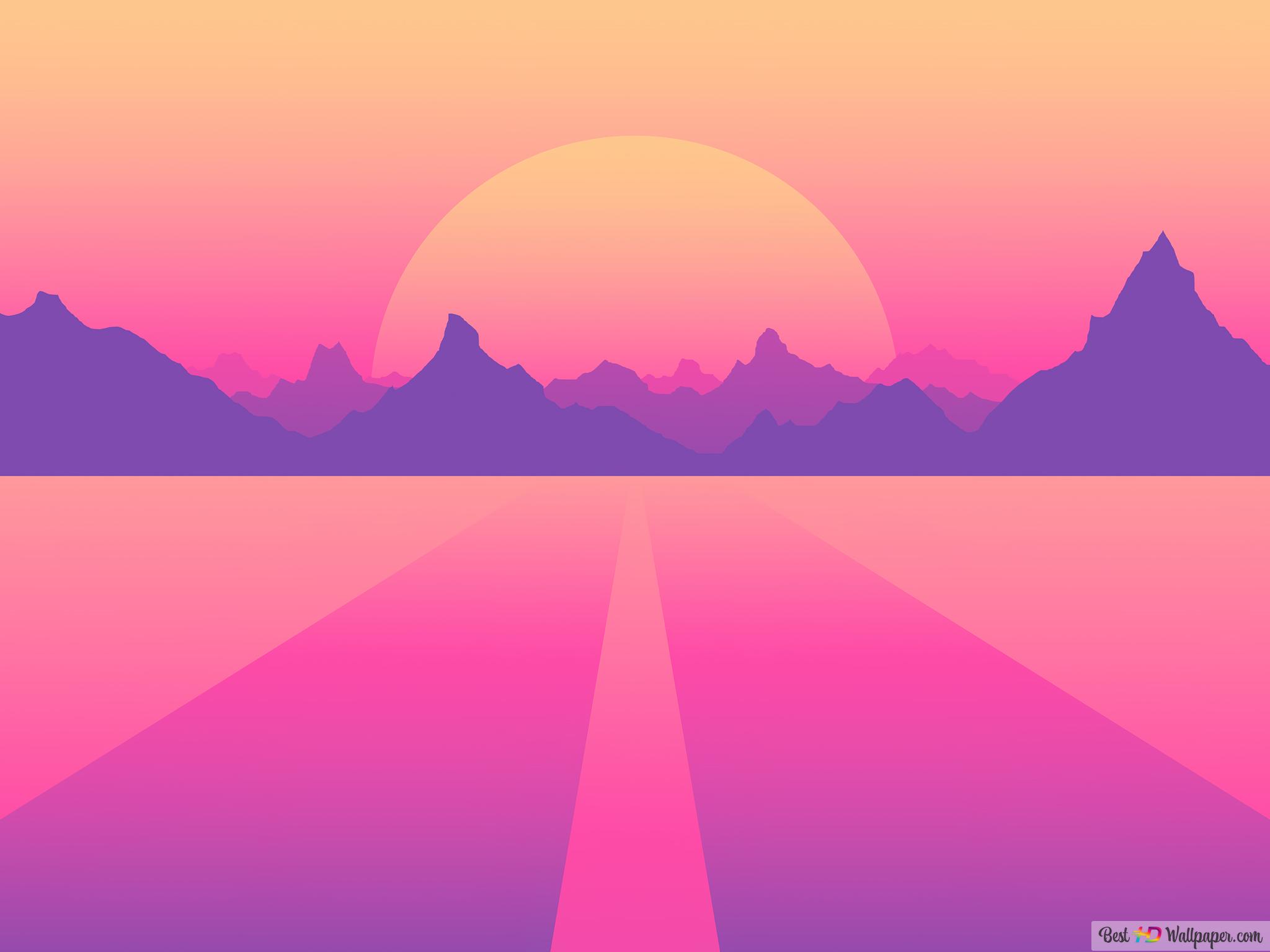 Sunset Minimalist Art 4K wallpaper download