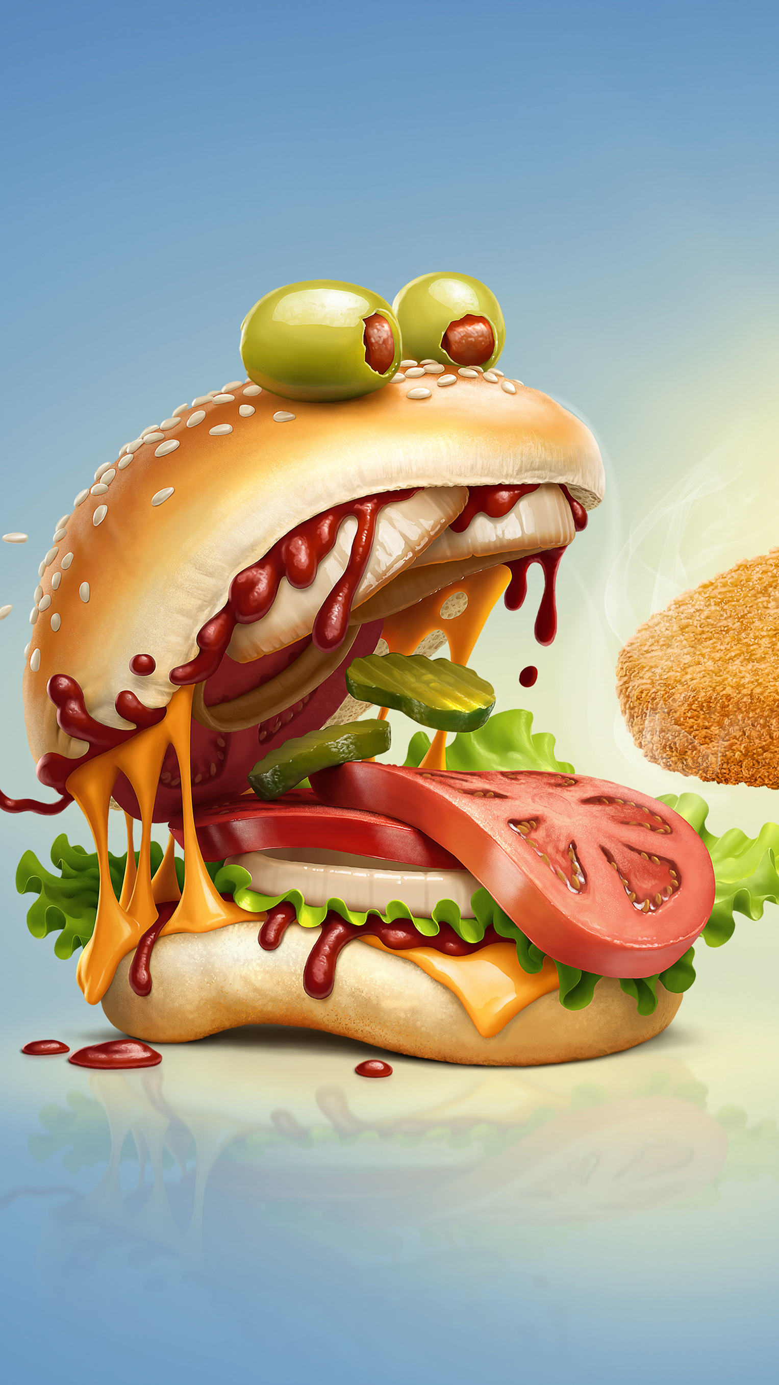 Wallpaper Burger Funny, Burger, Pizza, Fast Food, Cheeseburger, Background Free Image