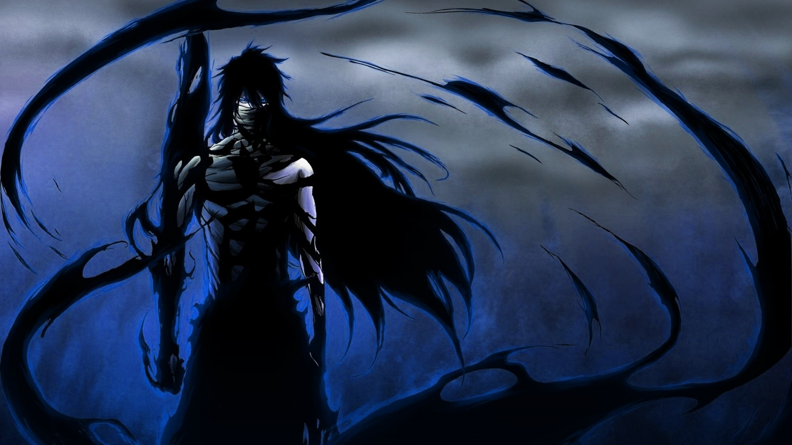 Wallpaper, illustration, dark, anime, blue, dragon, Bleach, Kurosaki Ichigo, Mugetsu, Final Getsuga Tenshou, darkness, wing, screenshot, computer wallpaper, fictional character 1920x1080