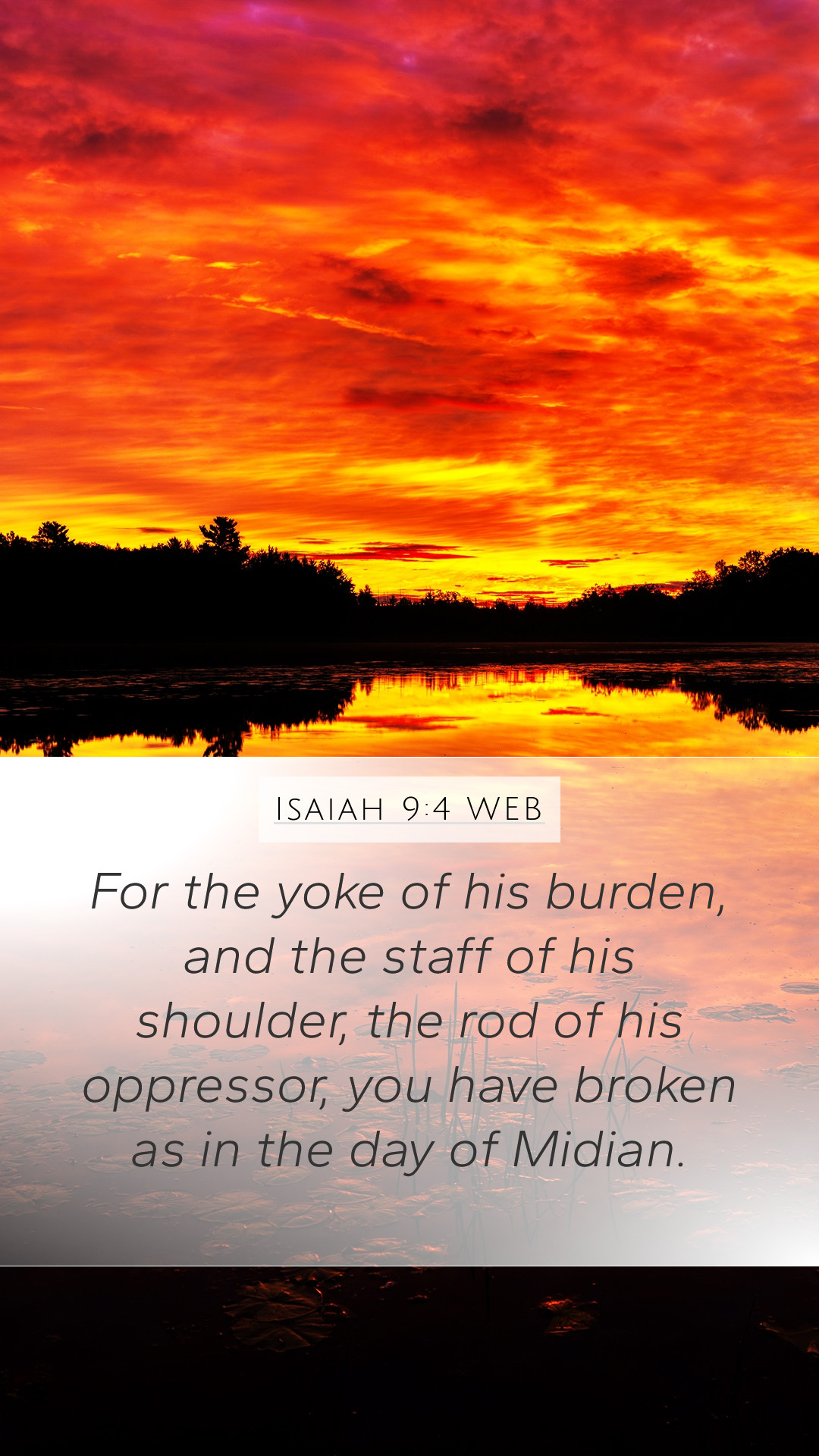 Isaiah 9:4 WEB Mobile Phone Wallpaper the yoke of his burden, and the staff of his