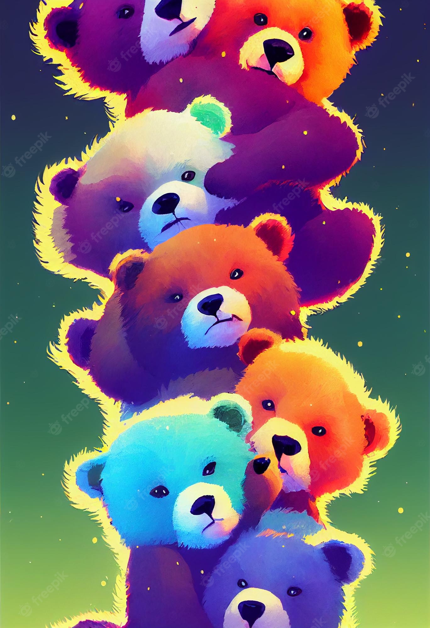 Premium Photo. Group of cute bear for wallpaper and graphic designs 2d illustration