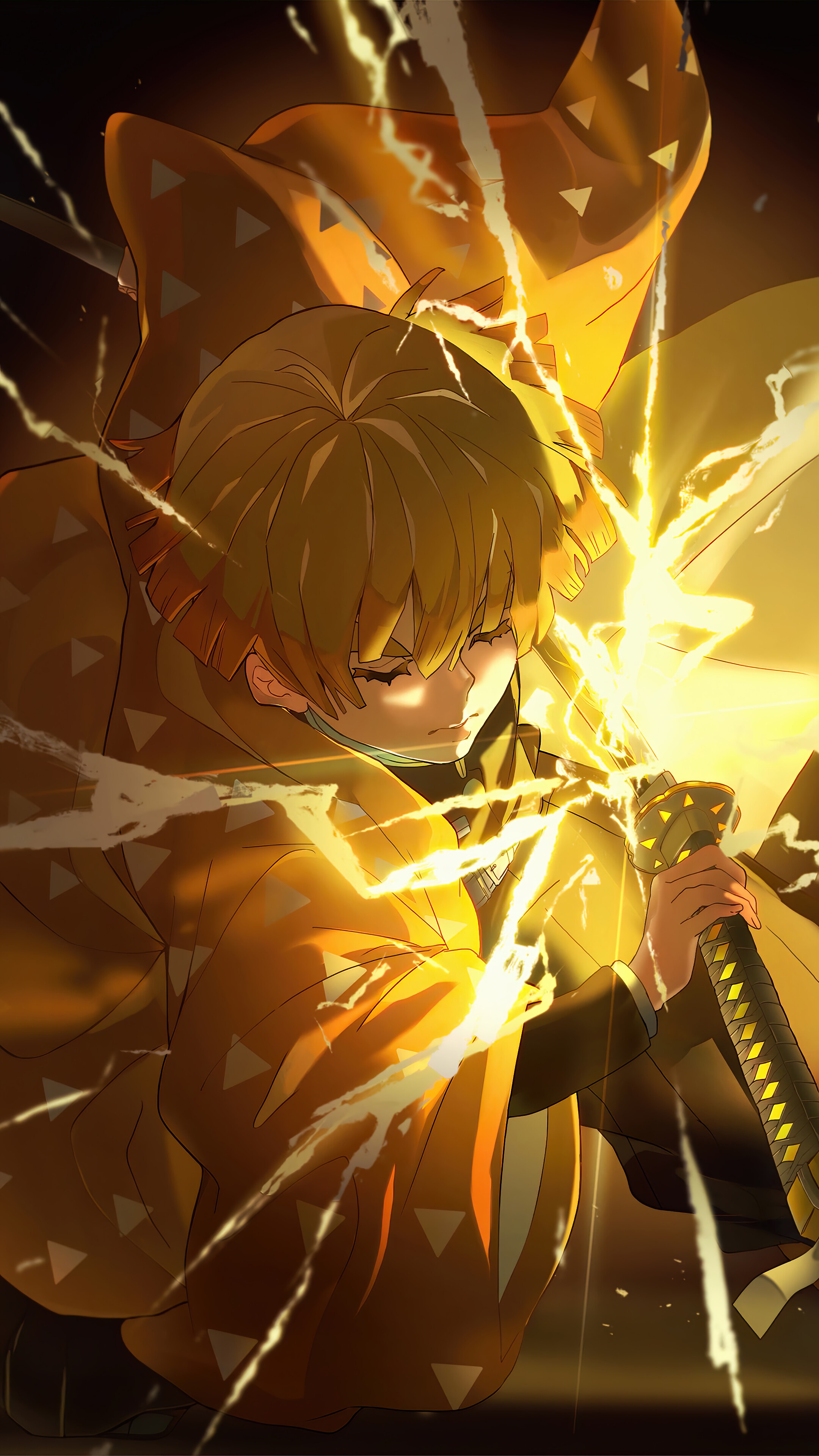 Zenitsu, Katana, Lightning, Kimetsu no Yaiba, 4k Gallery HD Wallpaper