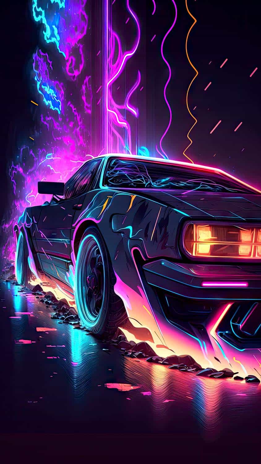 Neon Retro Car iPhone Wallpaper HD iPhone Wallpaper