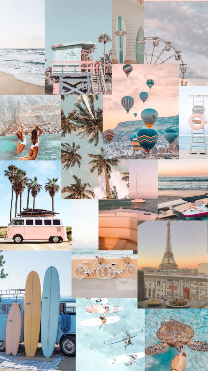 collage. Beach wall collage, Pretty wallpaper, Summer wallpaper