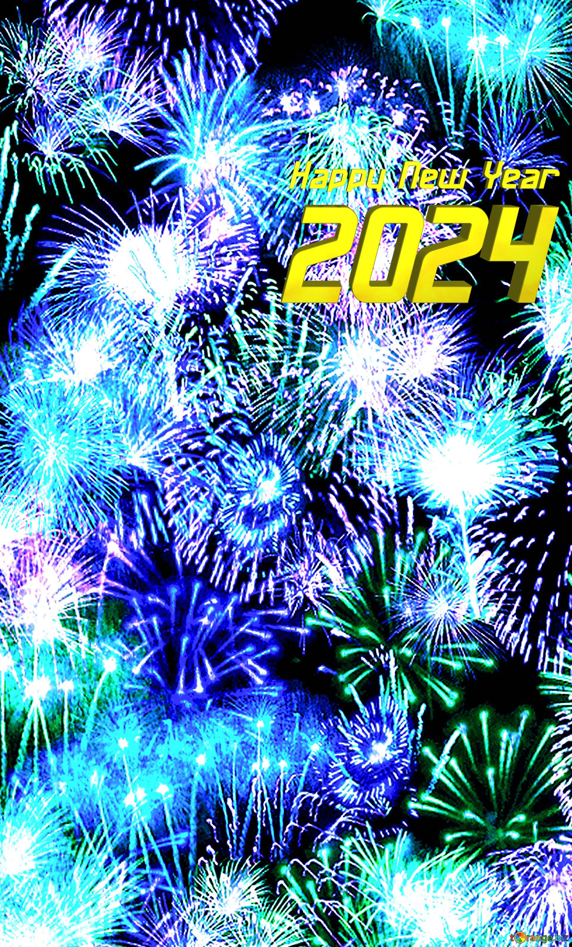 Happy New Year 2024 fireworks blue background №220844