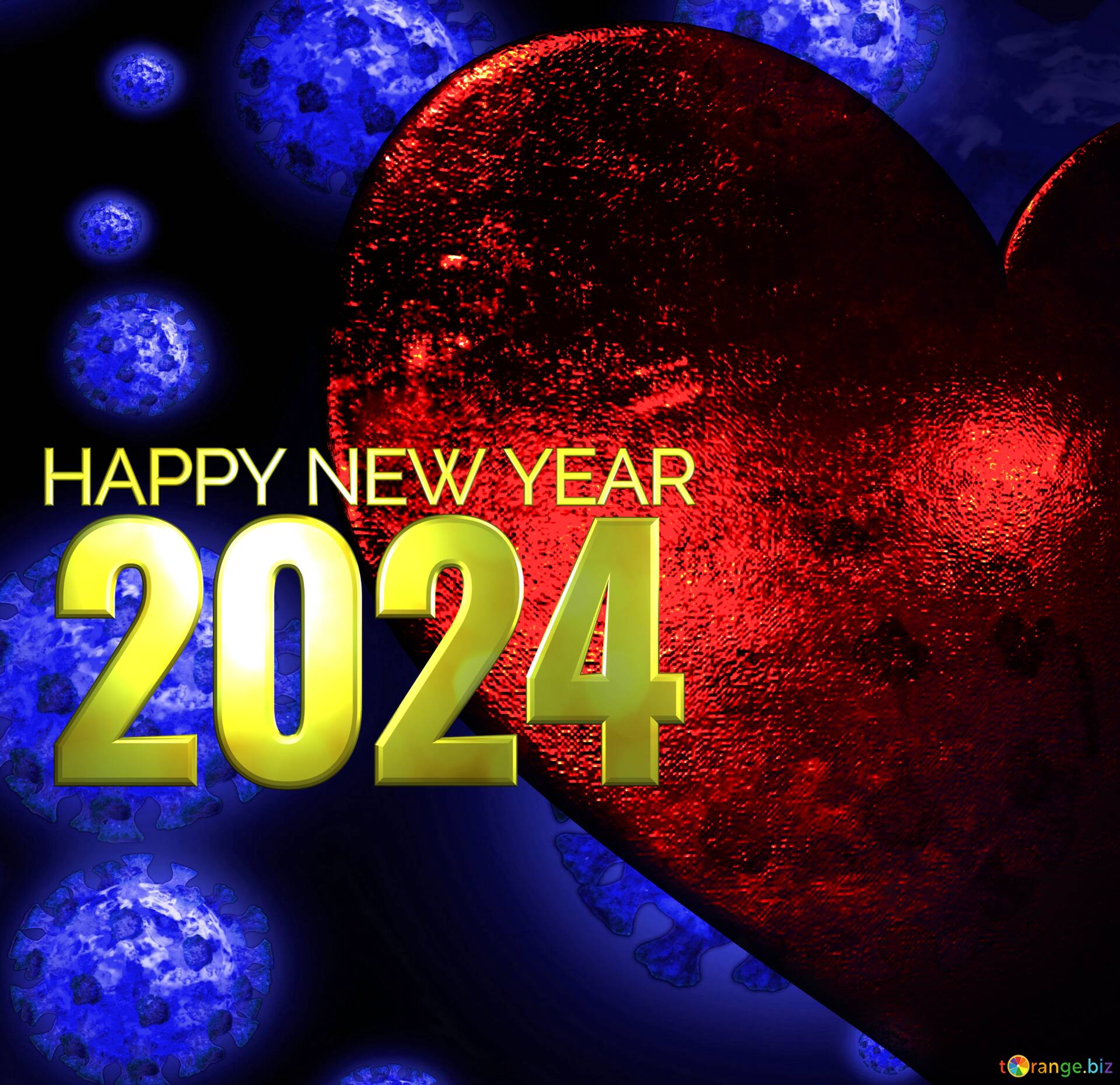 Covid 19 Heart background Happy New Year 2024 №262522