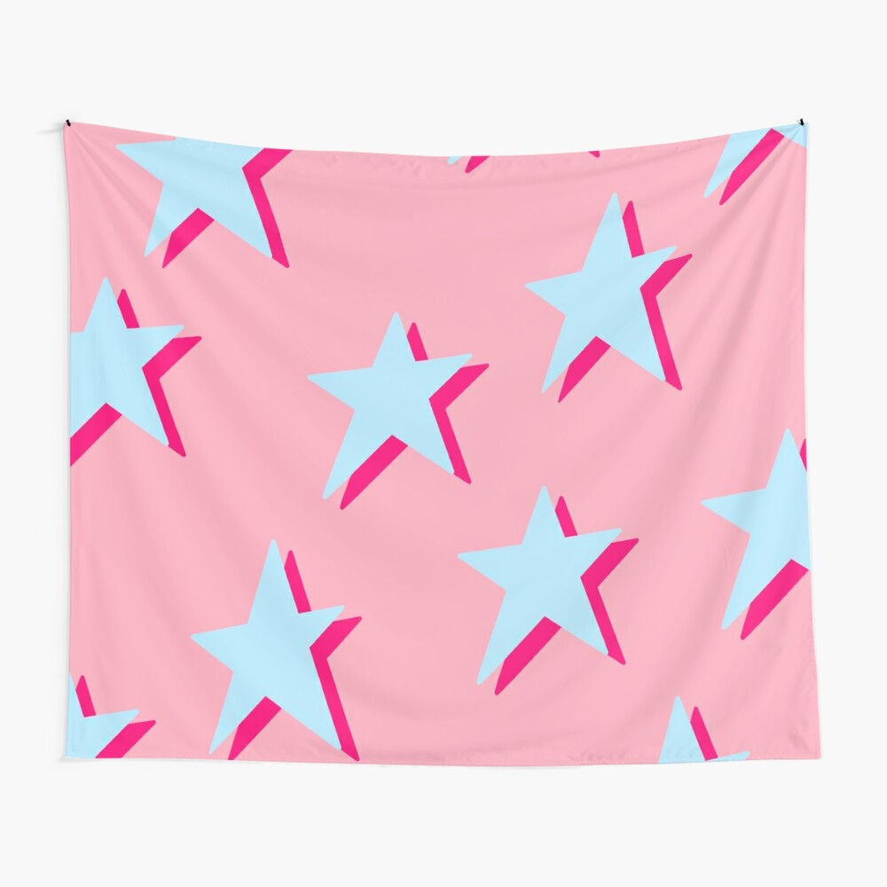 PASTEL BLUE & PINK PREPPY STARS Tapestry