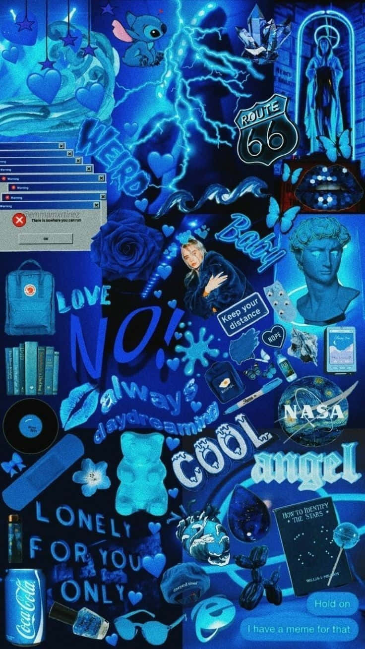 Download Cool Blue Baddie Collage Wallpaper