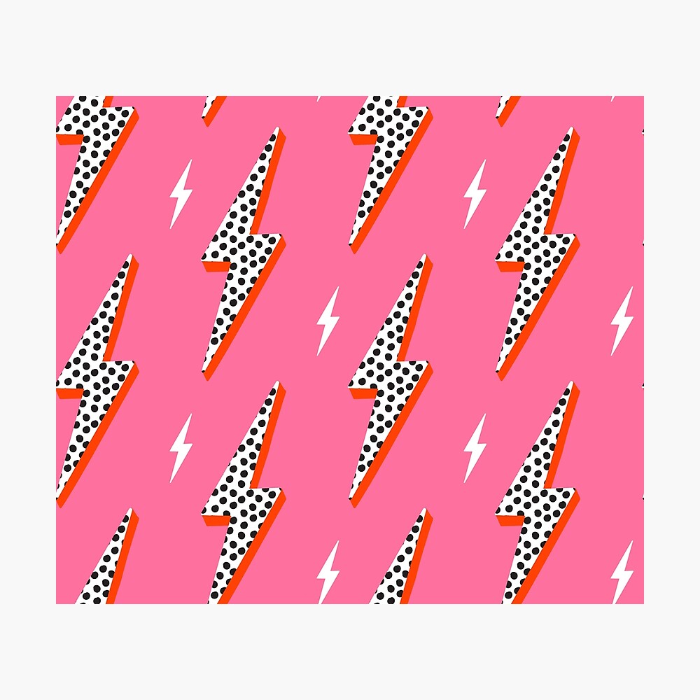 Lightning bolt thunder flash preppy pink Metal Print