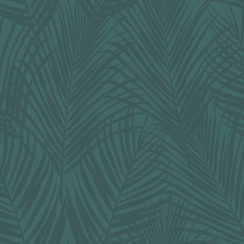 wallpaper palm leaves emerald green