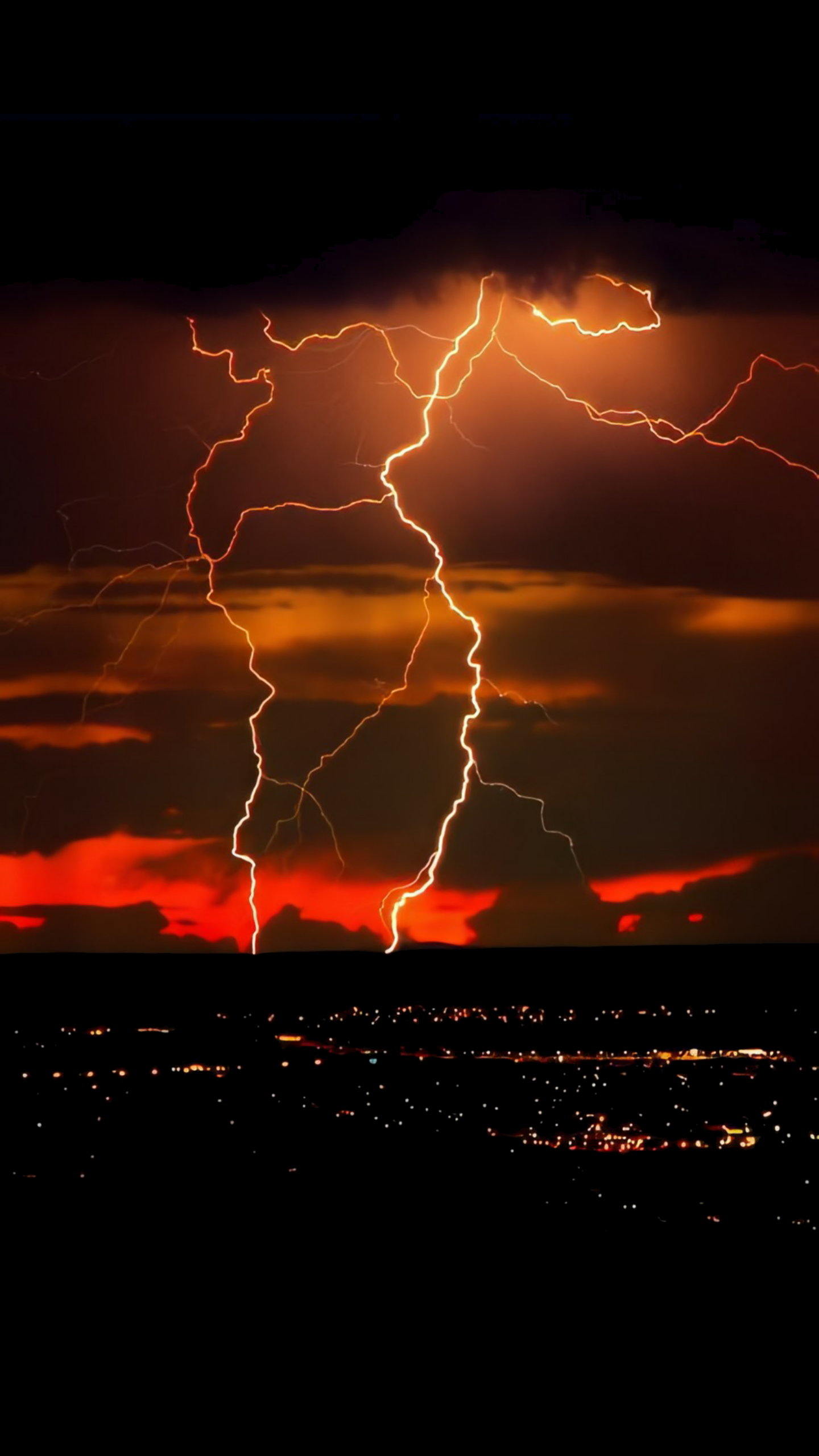 orange lightning storm