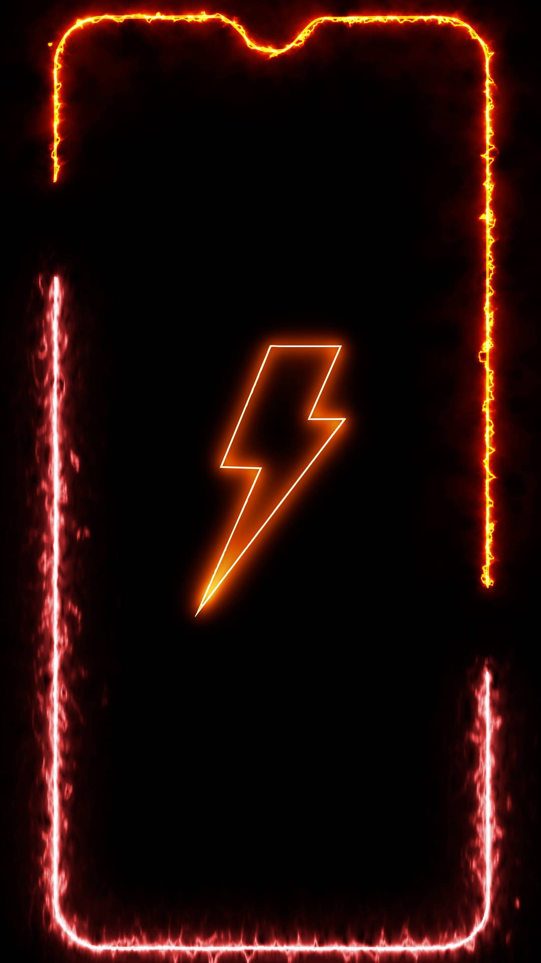 Download Neon Orange Aesthetic Lightning Bolt Phone Frame Wallpaper