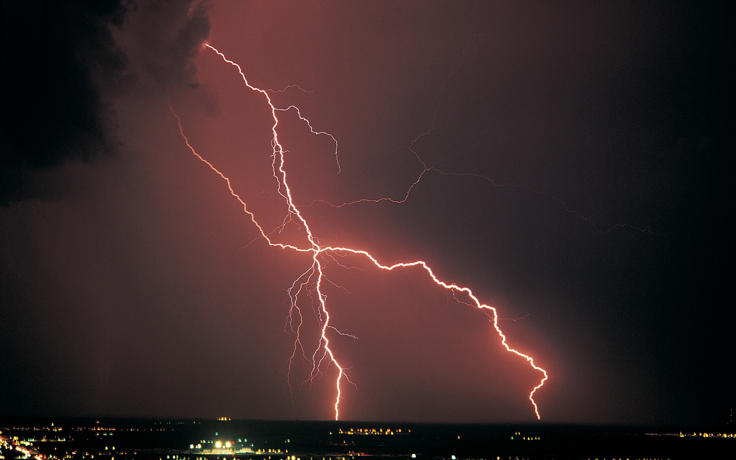 Orange lightning in the black sky Desktop wallpaper 600x1024