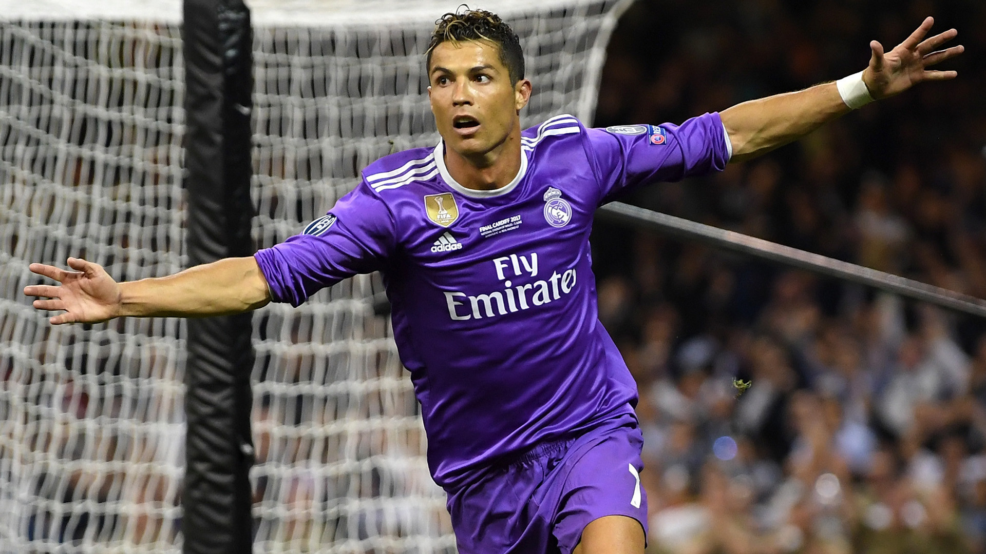 Download wallpapers Cristiano Ronaldo, Real Madrid, CR7, purple