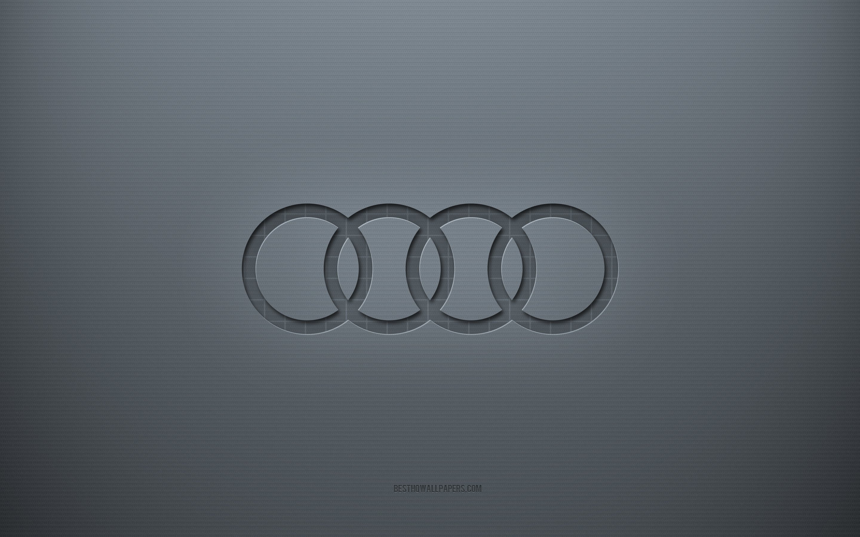 Download wallpaper Audi logo, gray creative background, Audi emblem, gray paper texture, Audi, gray background, Audi 3D logo for desktop with resolution 2880x1800. High Quality HD picture wallpaper