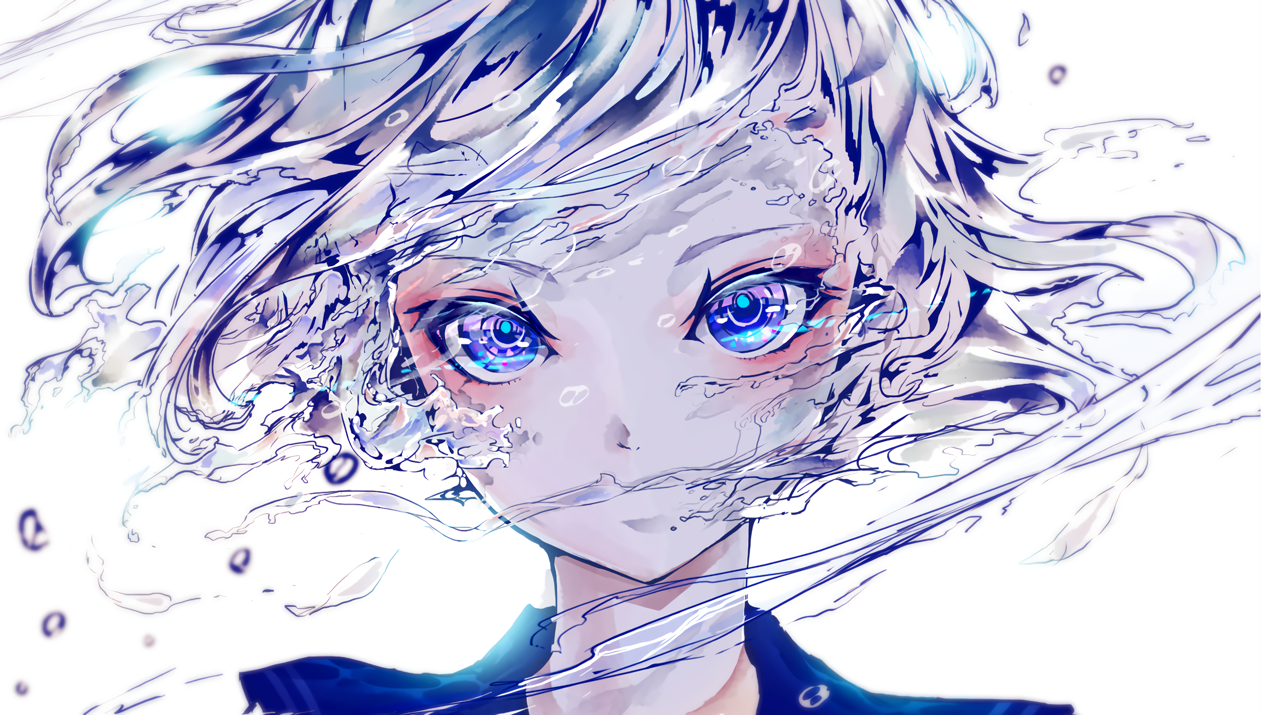 white background, anime girls, anime, blue eyes Gallery HD Wallpaper