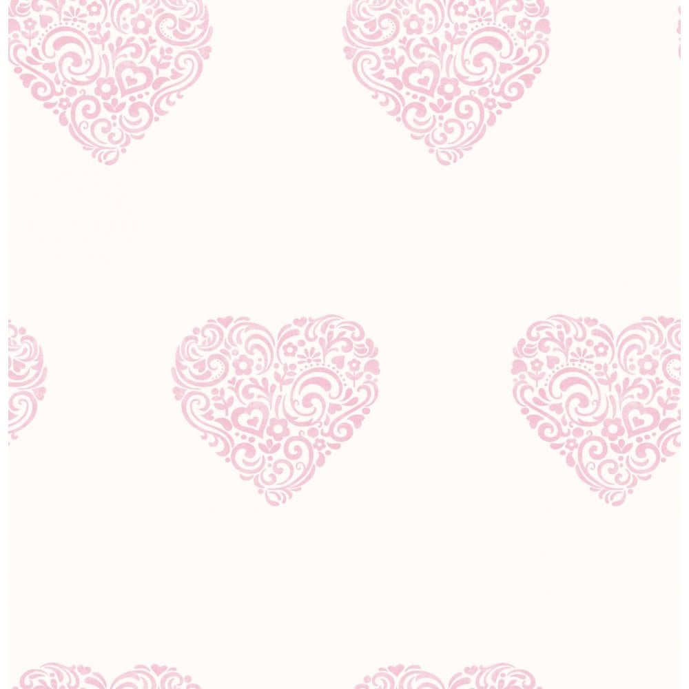 Carousel Pearlescent Hearts Wallpaper Pink White from I Love Wallpaper UK