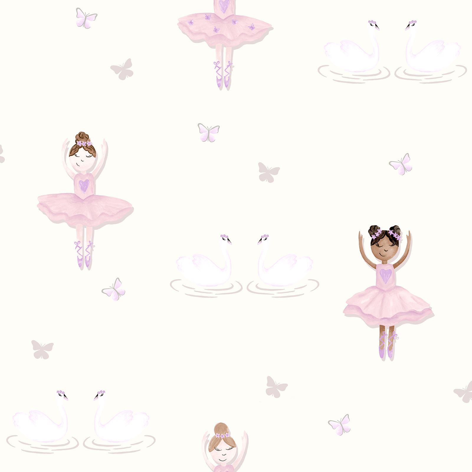 HOLDEN BALLERINA WALLPAPER GIRLS PINK / WHITE GLITTER