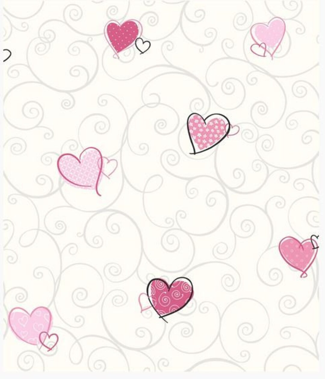 Whimsical Polka Dot Heart Wallpaper Girl Nursery Room Décor