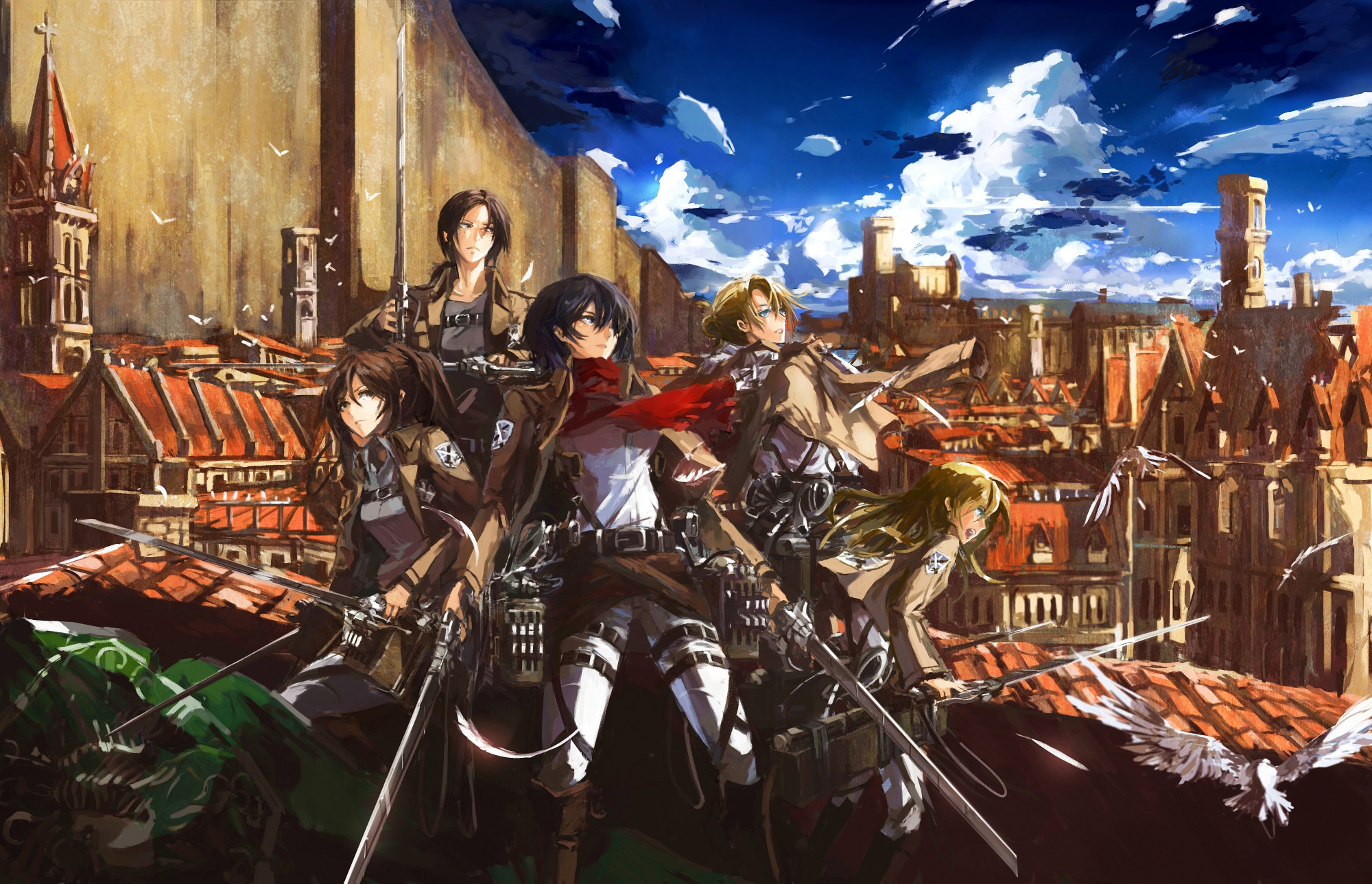 shingeki no kyojin animal annie leonhardt bird gun mikasa ackerman sasha browse shingeki no kyojin stu dts weapon ymir (shingeki no kyojin) wallpaper