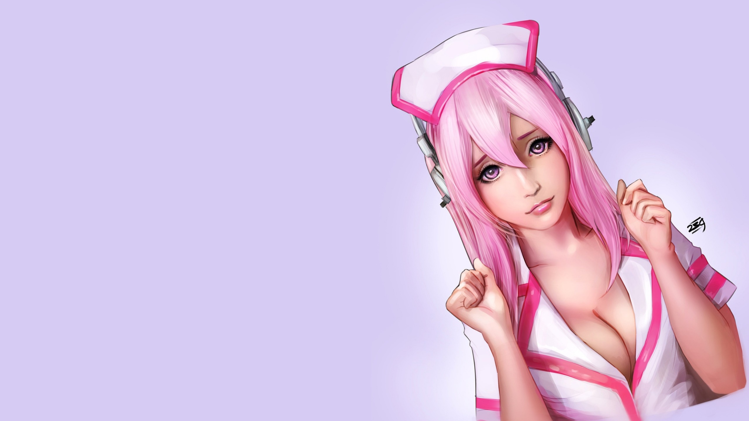 image Nurse costume sweet Anime Girls Hands Colored 2560x1440
