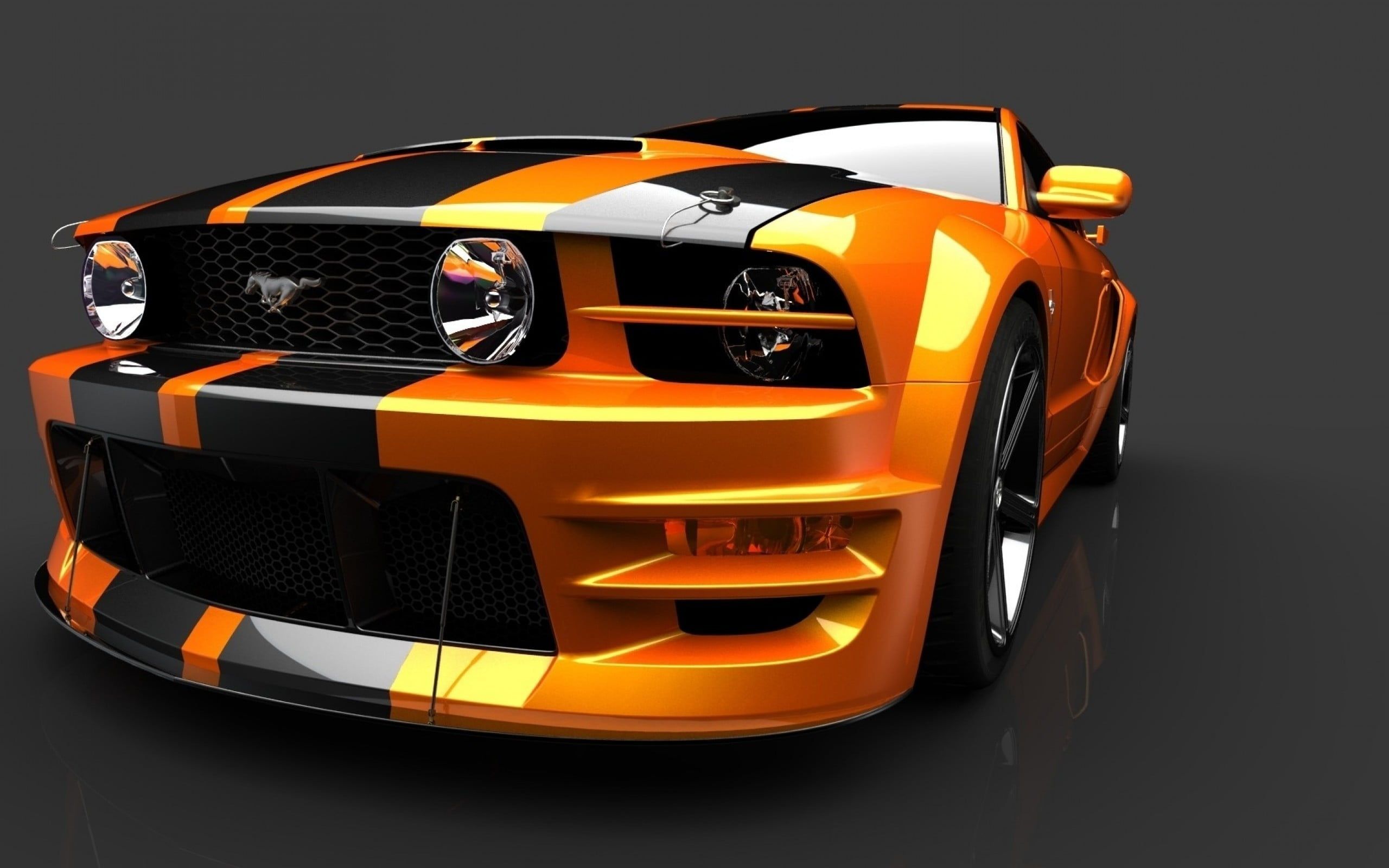HD wallpaper: yellow and black Ford Mustang, car, mode of transportation, orange color. Ford mustang, Mustang, Ford mustang gt