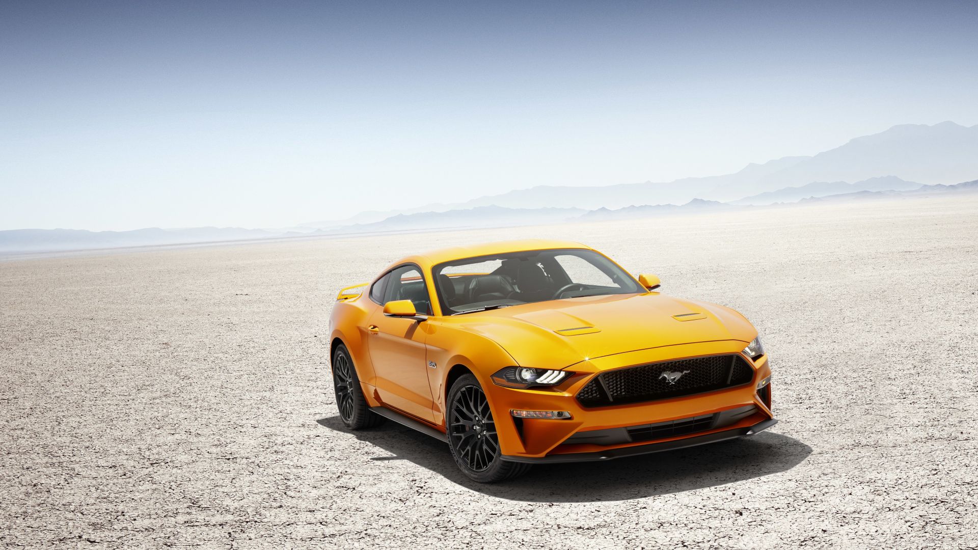 Desktop Wallpaper Yellow, Ford Mustang, Car, Desert, HD Image, Picture, Background, 1b824d
