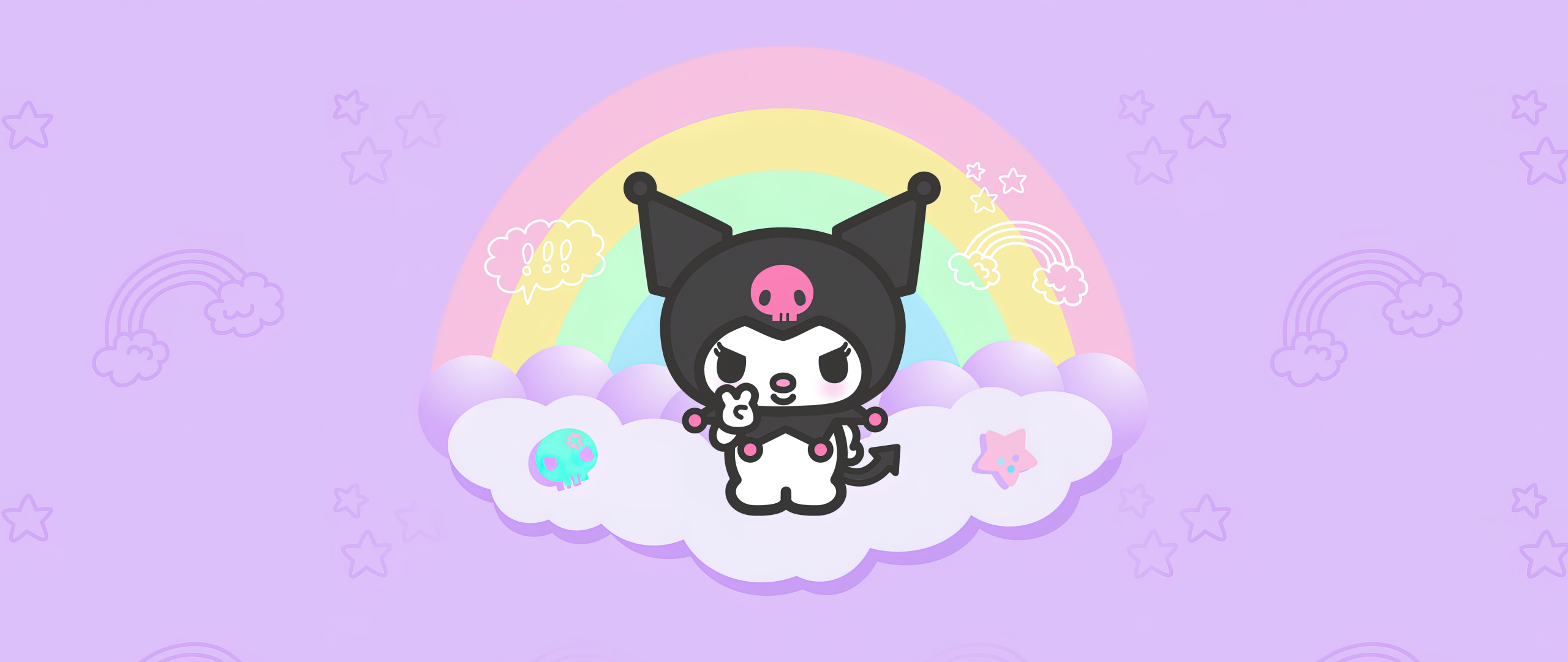 Kuromi Wallpaper 4K, Hello Kitty, Black jester hat