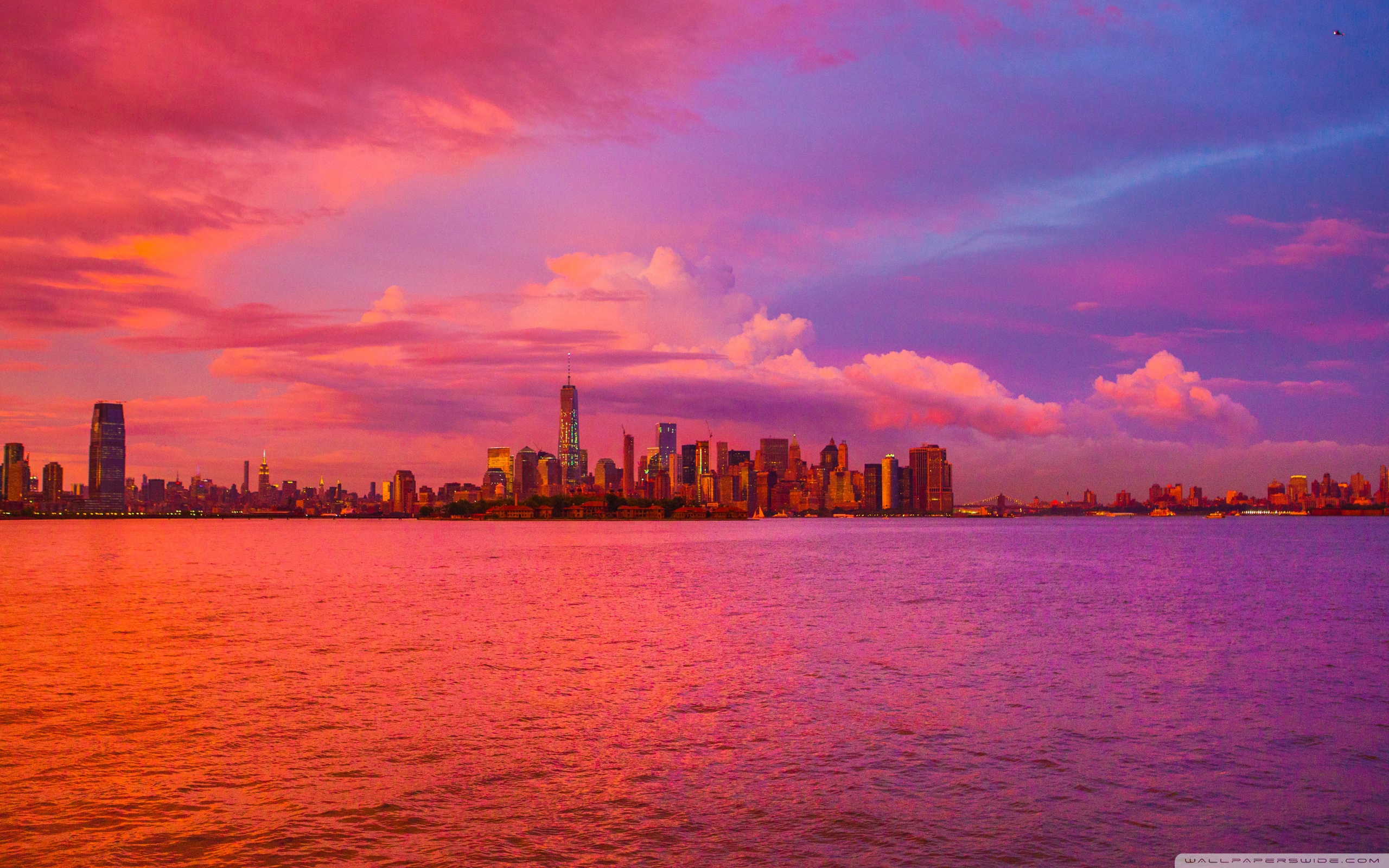 New York City Pink Sunset Ultra HD Desktop Background Wallpaper for 4K UHD TV, Widescreen & UltraWide Desktop & Laptop, Tablet