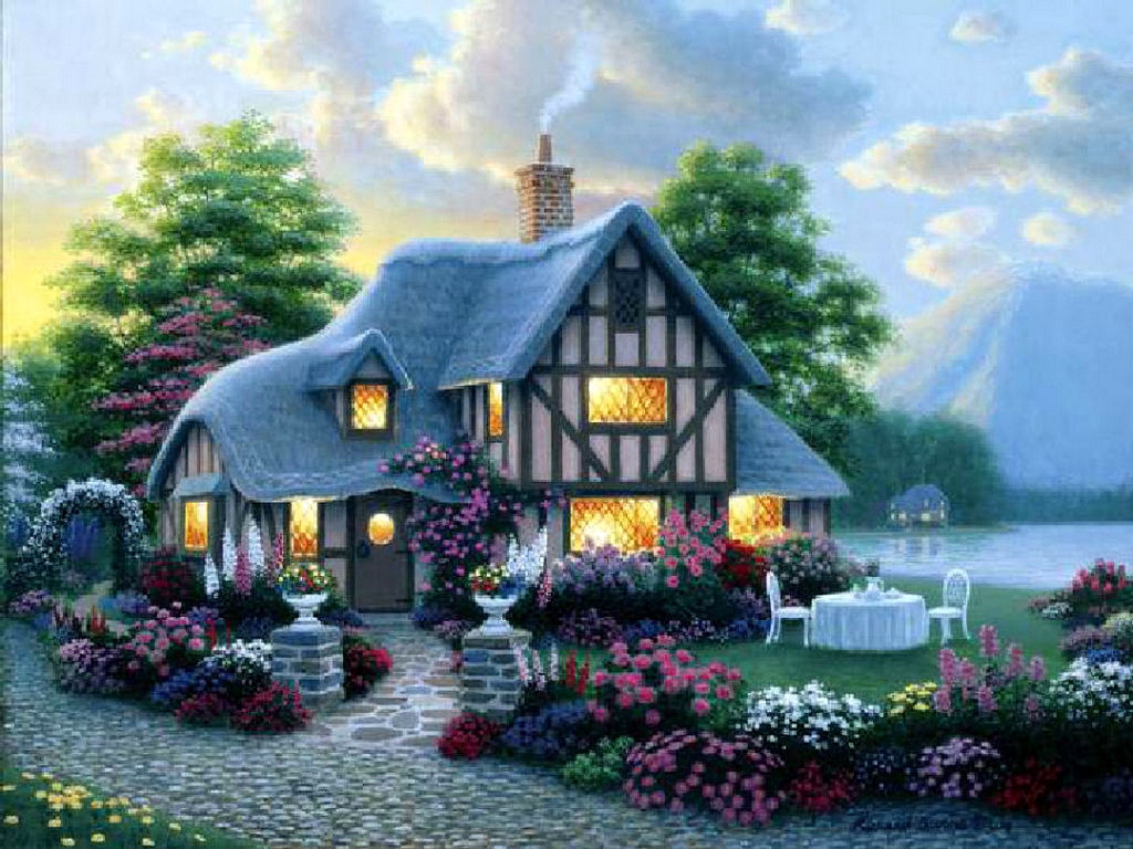 Spring Cottage Wallpaper