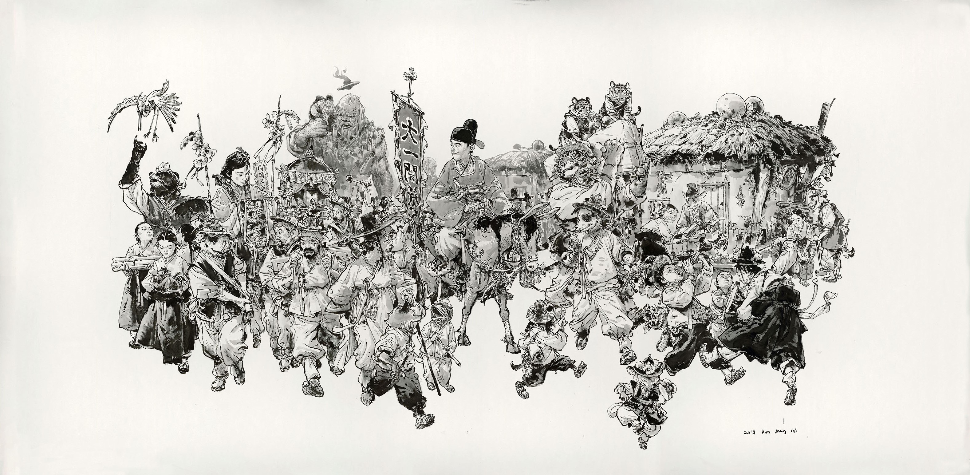 character design, Traditional Artwork, illustration, artwork, ink wash paintings, Kim Jung Gi, ink, ink wash, traditional art Gallery HD Wallpaper