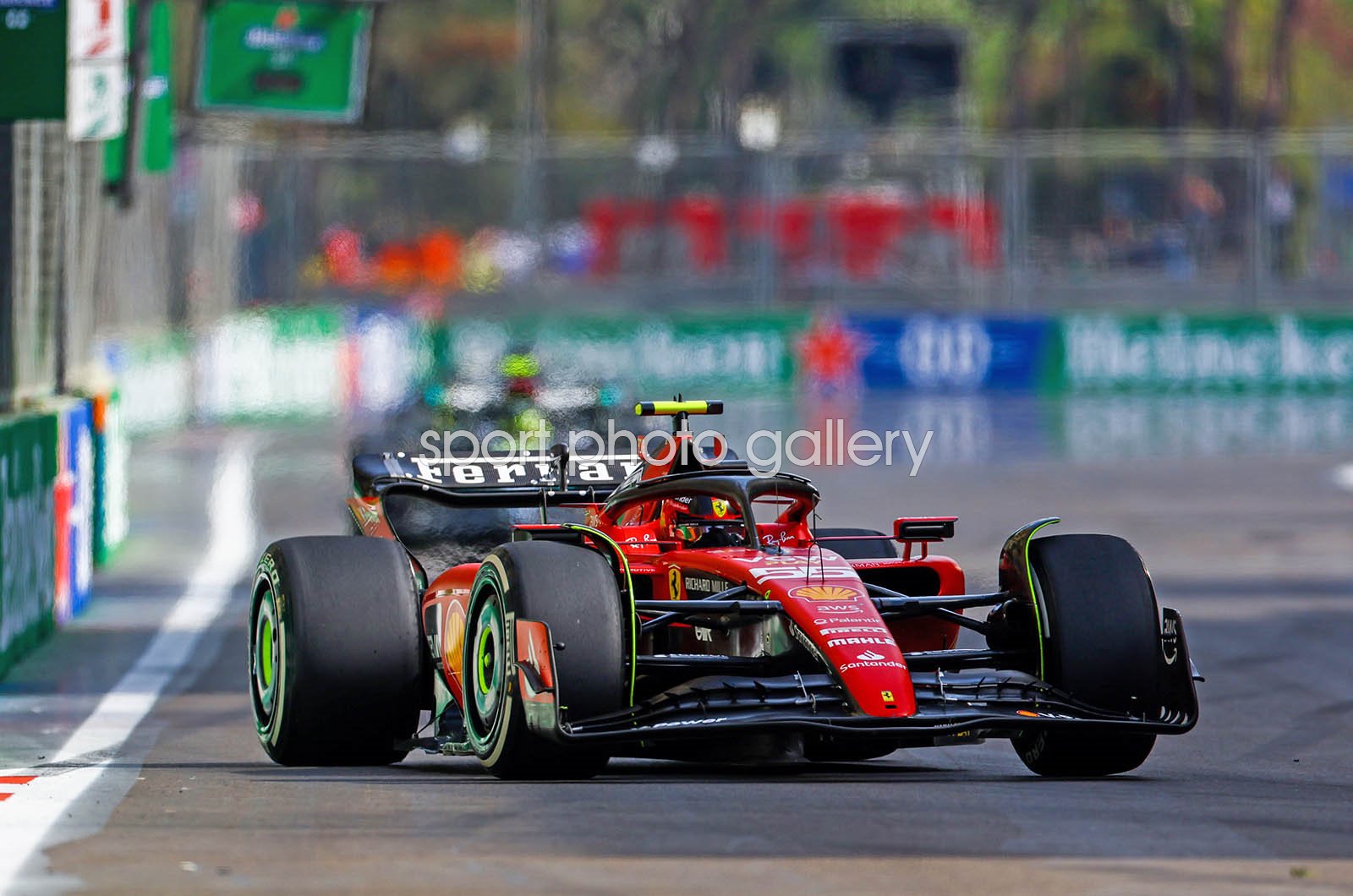 Carlos Sainz Spain driving Ferrari F1 Grand Prix of Azerbaijan 2023 Image. Motor Racing Posters