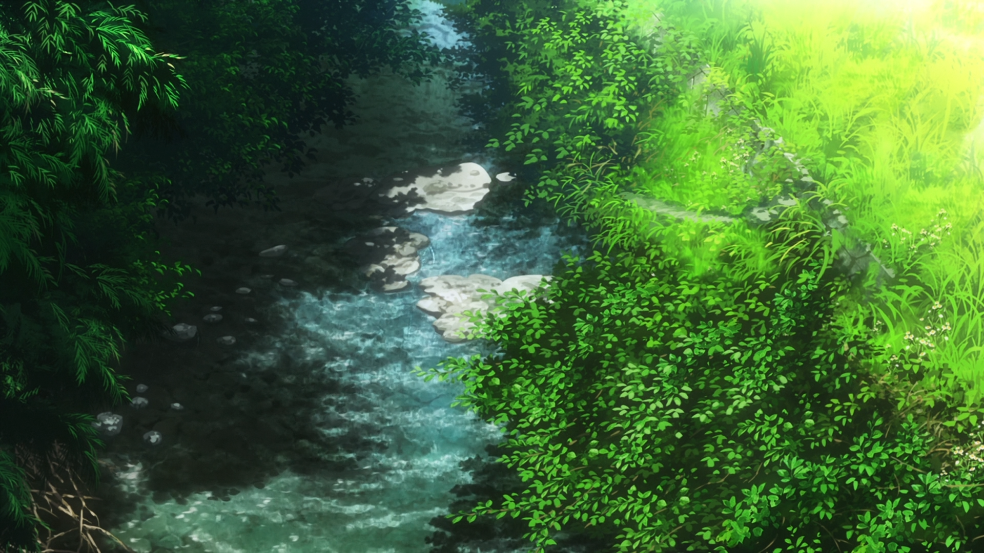 nature, green, river, anime, Non Non Biyori Gallery HD Wallpaper
