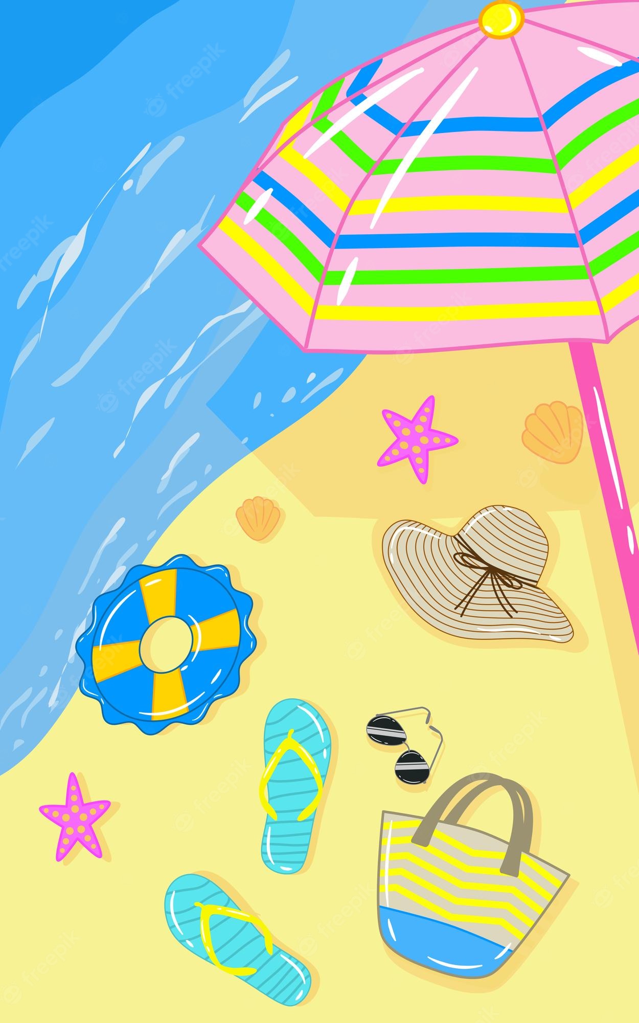 Premium Vector. Illustration for holiday vibes at the beach for background or wallpaper or invitation