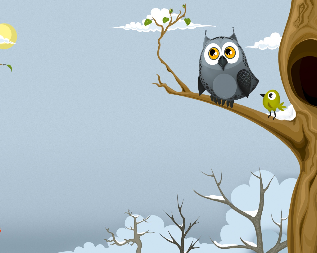 Owl in the spring desktop PC and Mac wallpaper