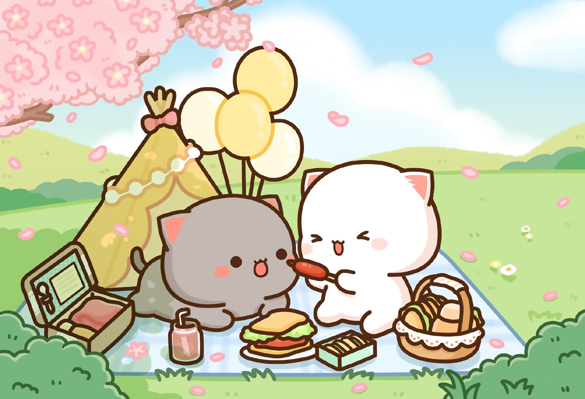 Mochi And Peach Cat Spring Wallpapers - Wallpaper Cave