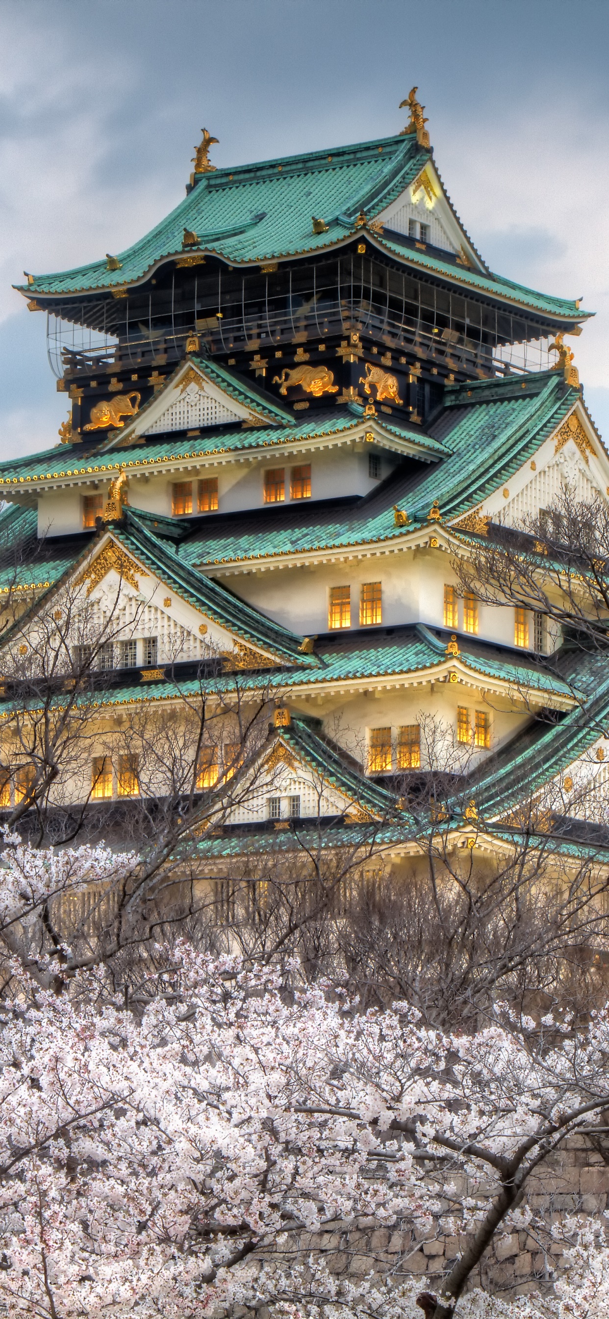 Wallpaper / Man Made Osaka Castle Phone Wallpaper, Sakura, Osaka, Architecture, Japan, Spring, 1242x2688 free download