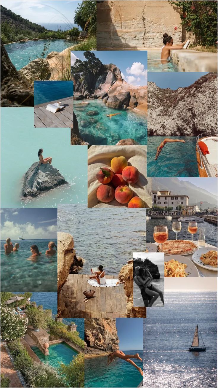 European Summer. Beach wall collage, Summer background, Summer wallpaper