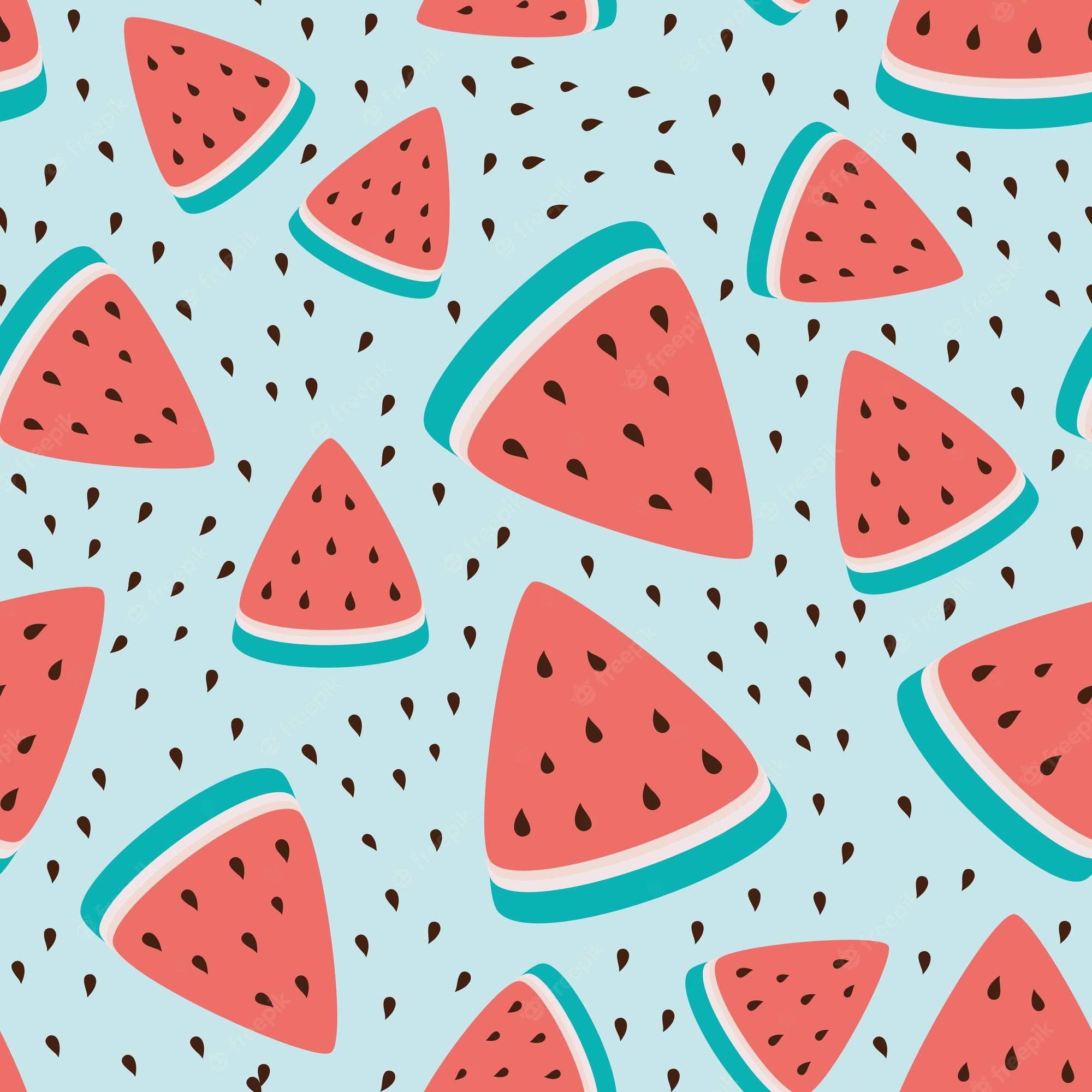 Premium Vector. Seamless wallpaper pattern watermelon slices summer fresh fruit design summer background wallpaper
