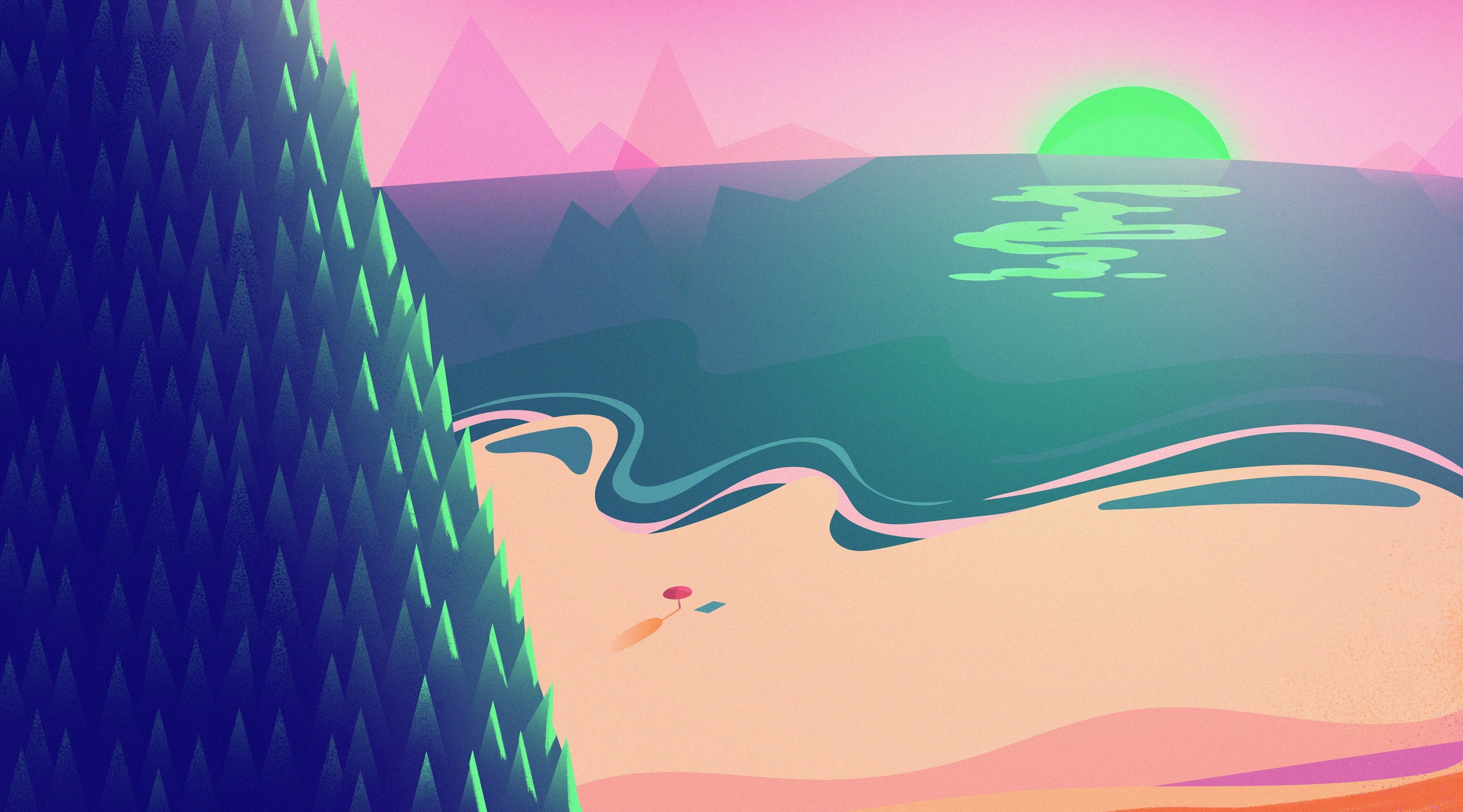 Wallpaper / background, summer, sun, art and craft, no people, Aero, motion, creativity, pinksky, full frame, Illustration, purple, vibrant color, Mountain, 4K, environment free download