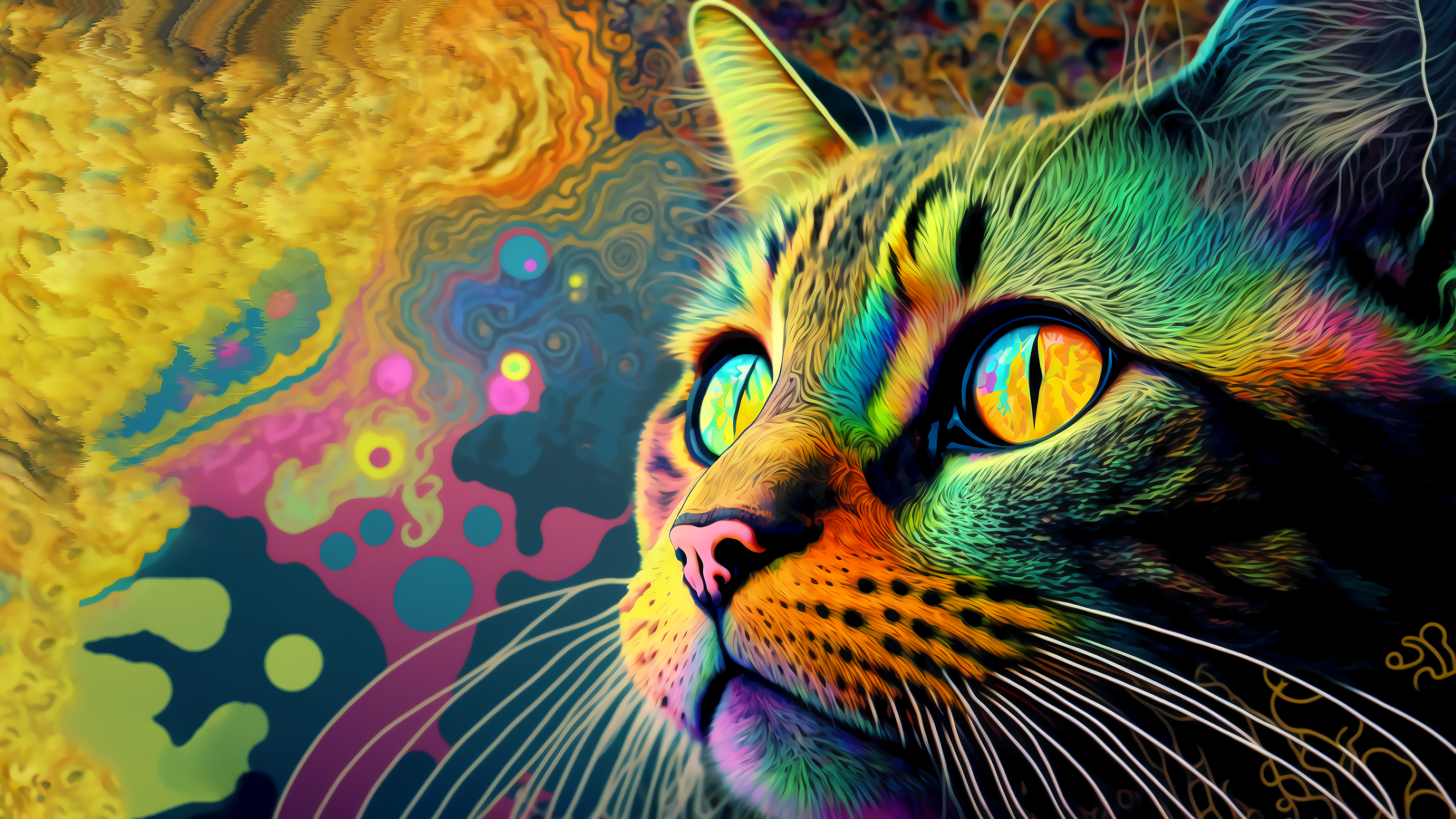 8K Wallpaper for PC: Colorful Cat Ai