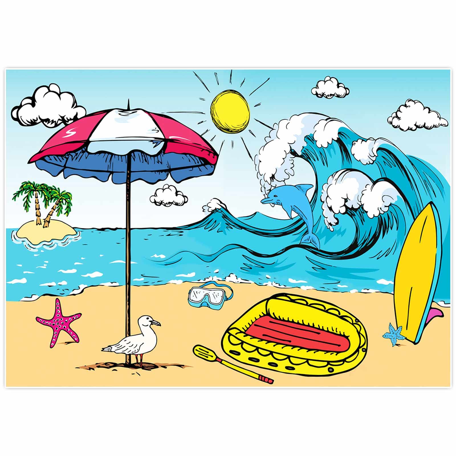 summer beach cartoon