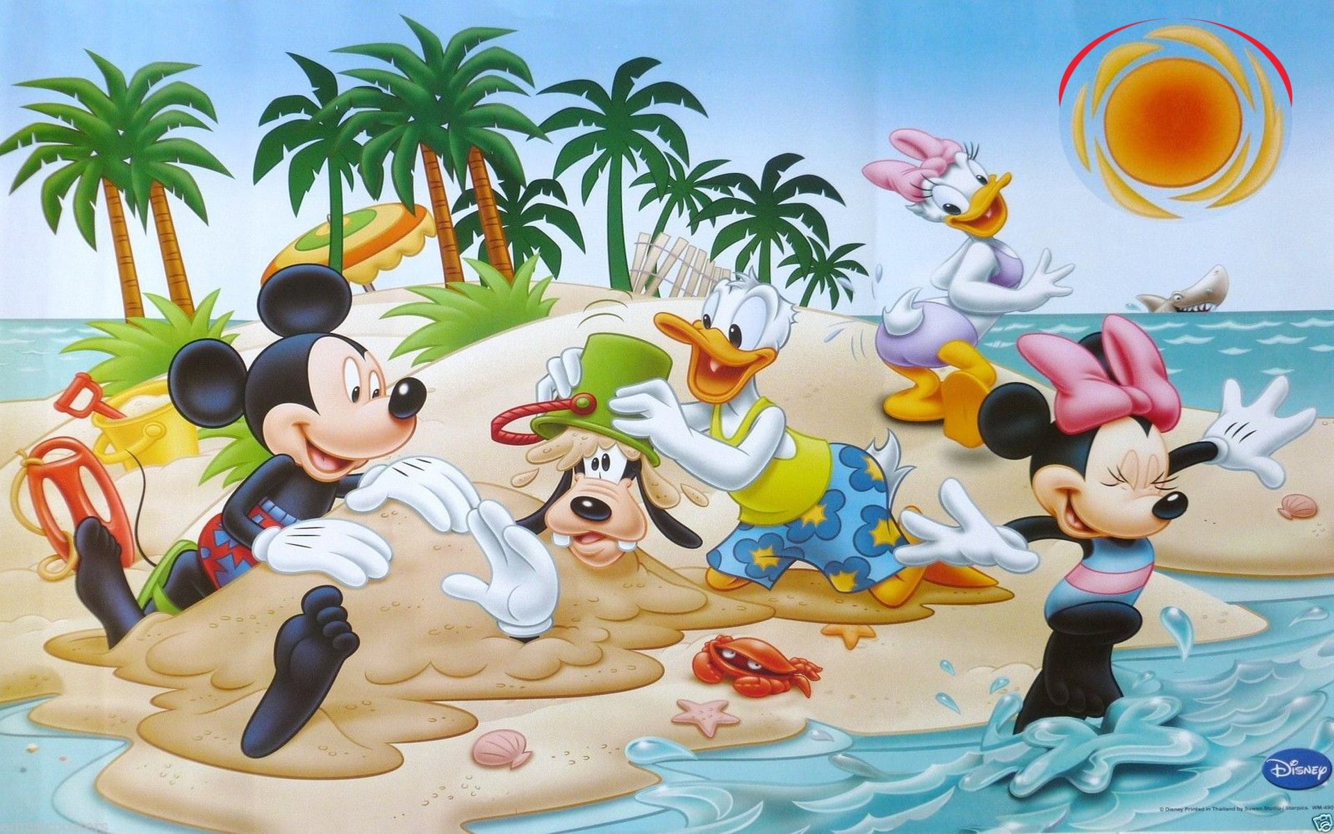 Wallpaper / goofy, minnie, donald, aand, daisy, mouse, 1080P, adventures, mickey, duck, summer, cartoon, beach, wallpaper, HD free download