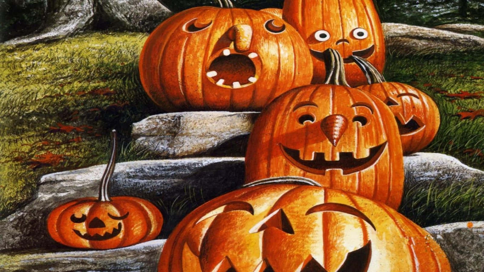 Download Funny Crazy Halloween Pumpkins Picture