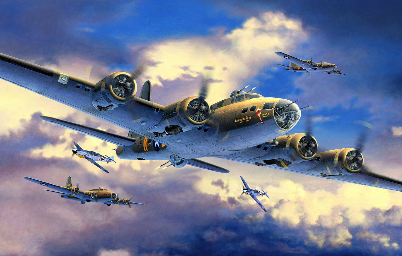 Wallpaper Four Engine Bomber, Memphis Belle, Memphis Belle, B 17F, Informal Own Name, American All Metal Heavy Image For Desktop, Section авиация