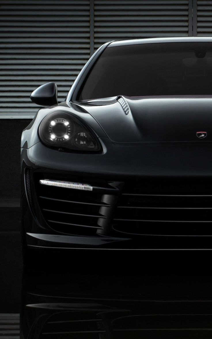 Wallpaper front view porsche black auto
