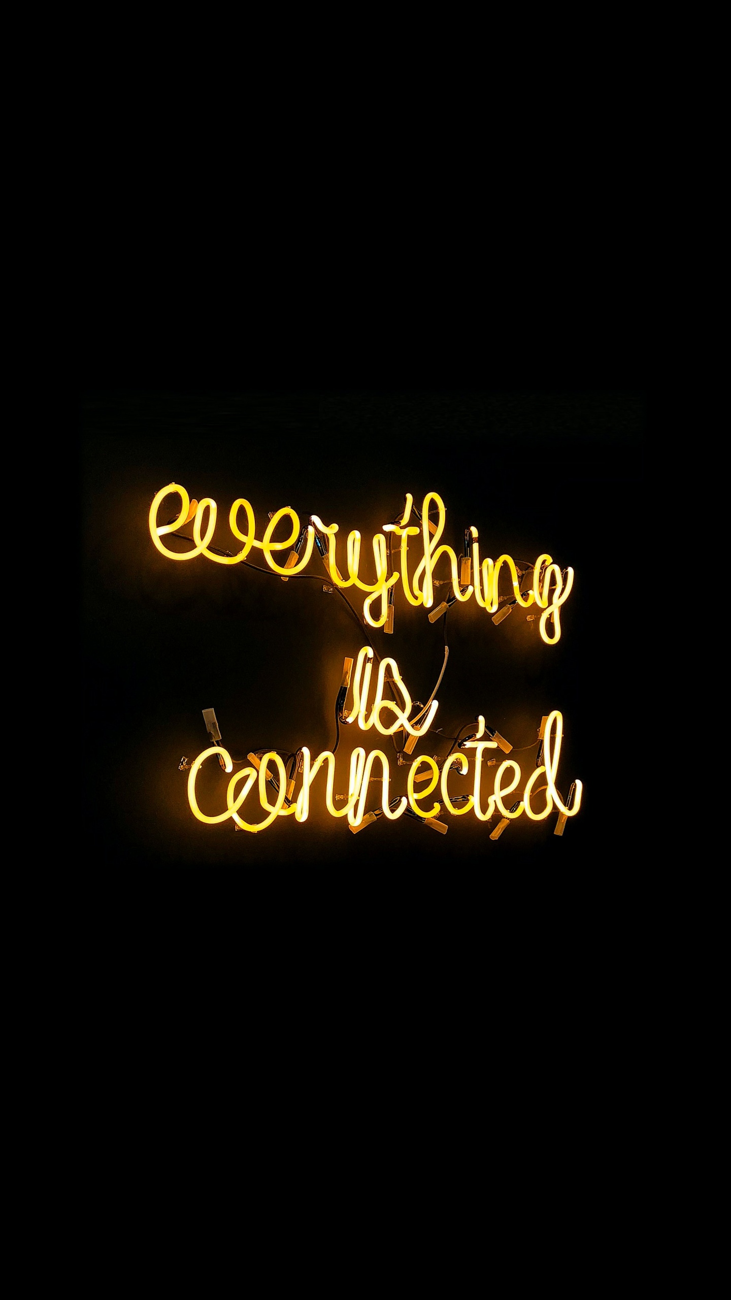 Everything Is Connected Wallpaper 4K, Neon Sign, Black Dark