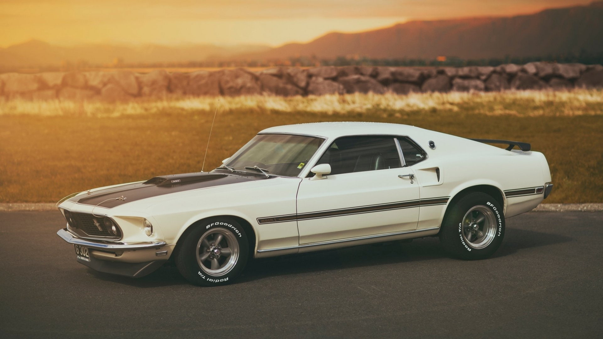 Wallpaper / Muscle Car, Car, Ford, Fastback, 1080P, White Car, Ford Mustang Mach 1 free download